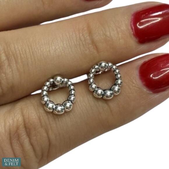 Pandora Beads of Life Circle Stud Earrings Sterling Silver S925 ALE NEW - Picture 2 of 4